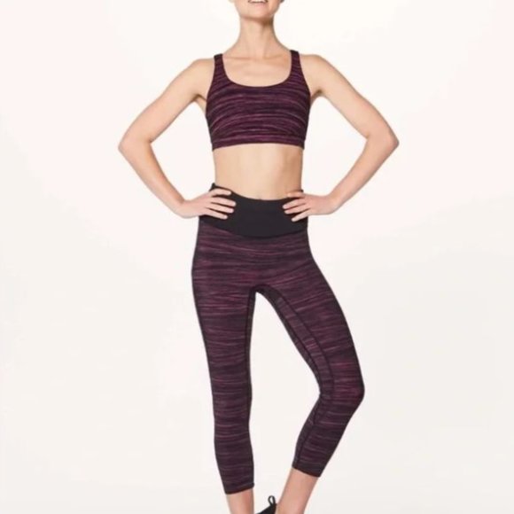 lululemon athletica Other - Lululemon Low Tide Blush Berry Black Energy Cross Strap Sports Bra size 4